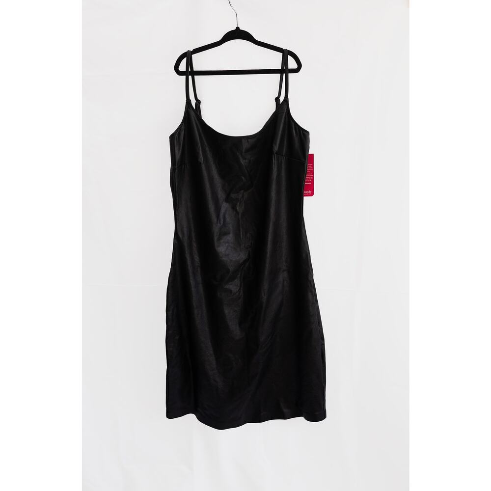NWT Commando Women's Faux Leather Slip Black Dress Size S